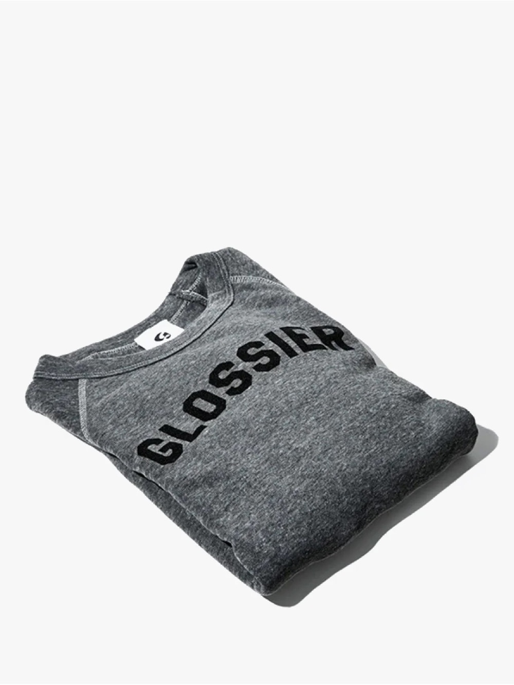 Glossier Gray Crewneck Sweatshirt with Black Logo